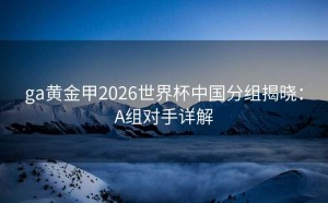 ga黄金甲2026世界杯中国分组揭晓：A组对手详解